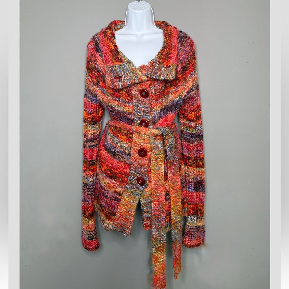 Vintage Free People Rainbow Crochet Cardigan | Kate Hudson Movie Piece  Rare Y2K